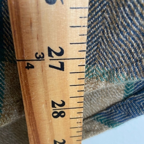 New River Men’s Flannel Shirt Size M Cotton Plaid Color Tan & Green - Picture 7 of 8